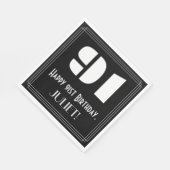 Serviette En Papier 91e anniversaire : Art Déco Inspiré Look "91" + No (Coin)