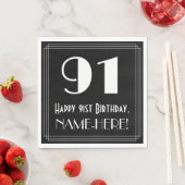 Serviette En Papier 91e anniversaire ~ Art Déco Inspiré Look "91", Nom (En situation)