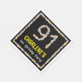 Serviette En Papier 91e anniversaire : Floral Flowers Numéro, Nom pers (Coin)