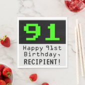 Serviette En Papier 91e anniversaire - Nerdy / Geeky Style "91" & Nom (En situation)