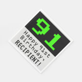 Serviette En Papier 91e anniversaire - Nerdy / Geeky Style "91" & Nom (Coin)