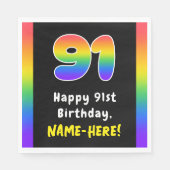 Serviette En Papier 91e anniversaire : Rainbow Spectrum # 91, Nom pers (Devant)