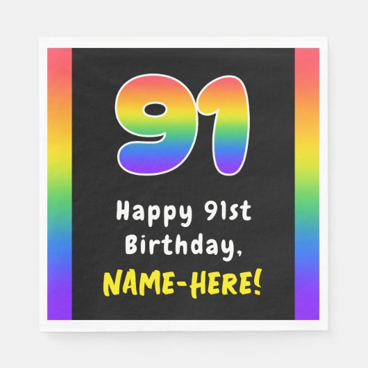 Serviette En Papier 91e anniversaire : Rainbow Spectrum # 91, Nom pers (Devant)