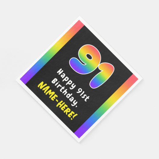 Serviette En Papier 91e anniversaire : Rainbow Spectrum # 91, Nom pers (Coin)