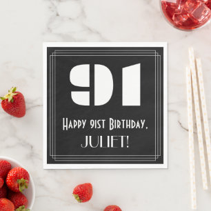 Serviette En Papier 91e Anniversaire : Vue inspirée d'Art Déco "91" + 