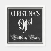 Serviette En Papier 91e fête d'anniversaire — Script fantaisie + Nom p (Devant)