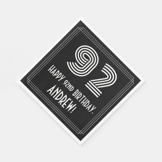 Serviette En Papier 92e anniversaire : Art Déco Inspiré Look "92" + No (Coin)