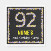 Serviette En Papier 92e anniversaire : Floral Flowers Numéro, Nom pers (Devant)