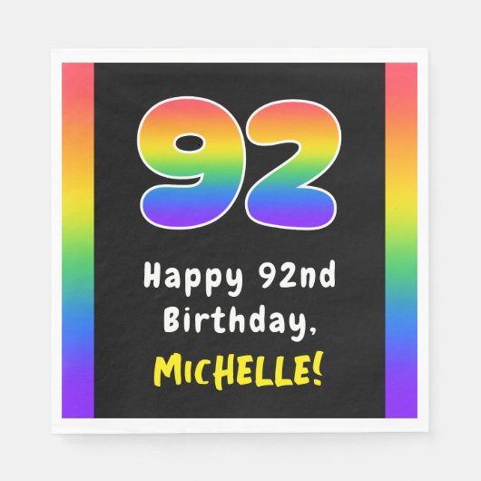 Serviette En Papier 92e anniversaire : Rainbow Spectrum # 92, Nom pers (Devant)