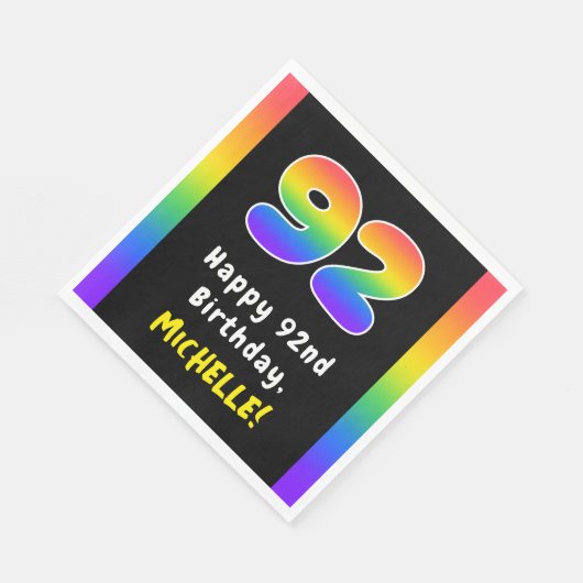 Serviette En Papier 92e anniversaire : Rainbow Spectrum # 92, Nom pers (Coin)