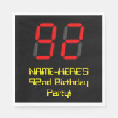 Serviette En Papier 92e anniversaire : Rouge Digital Clock Style "92"  (Devant)