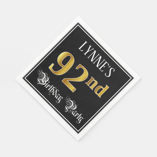 Serviette En Papier 92e fête d'anniversaire — Script fantaisie, Faux G (Coin)