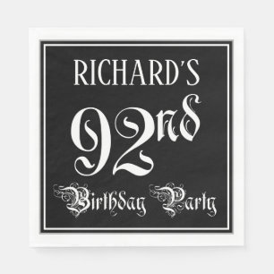 Serviette En Papier 92e fête d'anniversaire — Script fantaisie + No