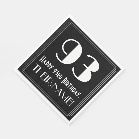 Serviette En Papier 93e anniversaire ~ Art Déco Inspiré Look "93", Nom (Coin)