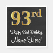 Serviette En Papier 93e anniversaire ~ Elégant luxe Faux Gold Look # (Devant)