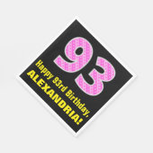 Serviette En Papier 93e anniversaire : Pink Stripes and Hearts "93" +  (Coin)