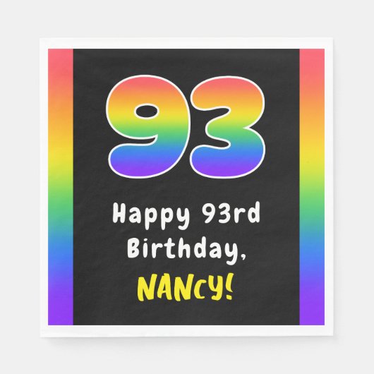Serviette En Papier 93e anniversaire : Rainbow Spectrum # 93, Nom pers (Devant)