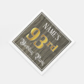 Serviette En Papier 93e fête d'anniversaire — Faux Gold & Faux Wood Lo (Coin)