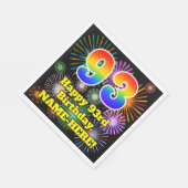 Serviette En Papier 93ème anniversaire : Fun Fireworks Motif + Rainbow (Coin)