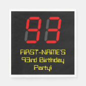 Serviette En Papier 93ème anniversaire : Rouge Digital Clock Style "93 (Devant)