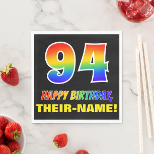 Serviette En Papier 94e anniversaire : Bold, amusant, simple, arc-en-c
