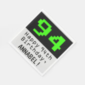 Serviette En Papier 94e anniversaire - Nerdy / Geeky Style "94" & Nom (Coin)