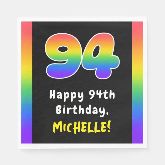 Serviette En Papier 94e anniversaire : Rainbow Spectrum # 94, Nom pers (Devant)