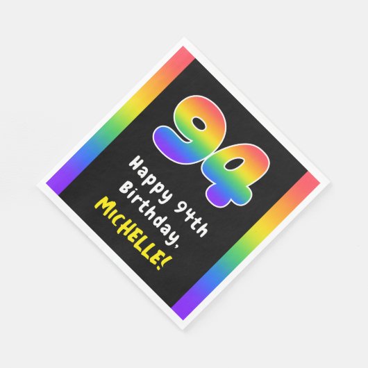 Serviette En Papier 94e anniversaire : Rainbow Spectrum # 94, Nom pers (Coin)