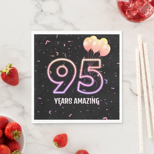 Serviette En Papier 95e anniversaire Balloons et Confetti (En situation)