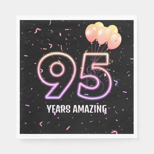 Serviette En Papier 95e anniversaire Balloons et Confetti (Devant)