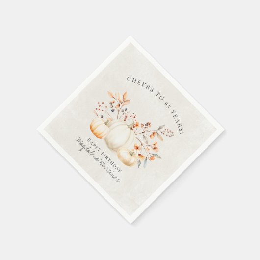 Serviette En Papier 95e anniversaire blanc Citrouille automne Leaves p (Coin)