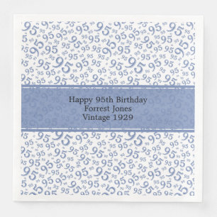 Serviette En Papier 95e anniversaire Cool Numéro Motif Bleu/Blanc