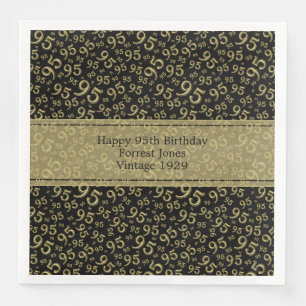 Serviette En Papier 95e anniversaire Cool Numéro Motif Noir/Or
