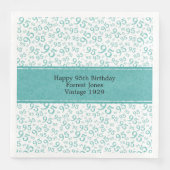 Serviette En Papier 95e anniversaire Cool Numéro Motif Turquoise/blanc (Devant)
