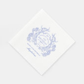 Serviette En Papier 95e anniversaire Français Blue Floral Crest Custom (Coin)