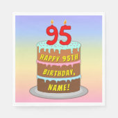 Serviette En Papier 95e anniversaire : Fun Cake and Candles + Nom pers (Devant)