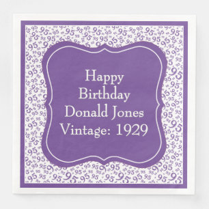 Serviette En Papier 95e anniversaire Motif du numéro de support violet