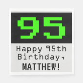 Serviette En Papier 95e anniversaire - Nerdy / Geeky Style "95" & Nom (Devant)