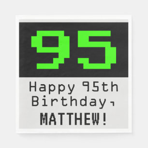 Serviette En Papier 95e anniversaire - Nerdy / Geeky Style "95" & Nom