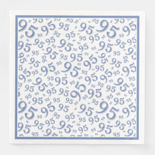 Serviette En Papier 95e anniversaire Numéro de fête Motif bleu/blanc