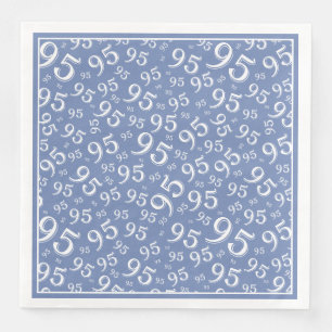 Serviette En Papier 95e anniversaire Numéro de fête Motif bleu/blanc