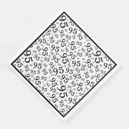 Serviette En Papier 95e anniversaire Numéro de fête Motif noir/blanc (Coin)