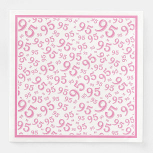 Serviette En Papier 95e anniversaire Numéro de fête Motif rose/blanc