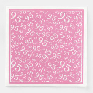 Serviette En Papier 95e anniversaire Numéro de fête Motif rose/blanc