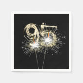 Serviette En Papier 95e anniversaire Sparklers de fête sur noir (Devant)