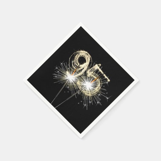 Serviette En Papier 95e anniversaire Sparklers de fête sur noir (Coin)