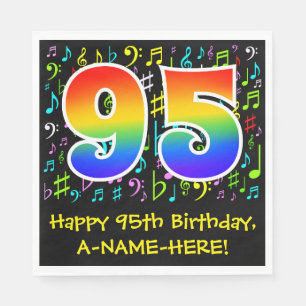 Serviette En Papier 95e anniversaire - Symboles de musique colorée, A