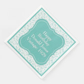 Serviette En Papier 95e anniversaire Turquoise/blanc Motif numéro de s (Coin)