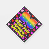 Serviette En Papier 96e anniversaire : Amour Hearts Motif, Arc-en-ciel (Coin)