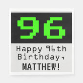 Serviette En Papier 96e anniversaire - Nerdy / Geeky Style "96" & Nom (Devant)